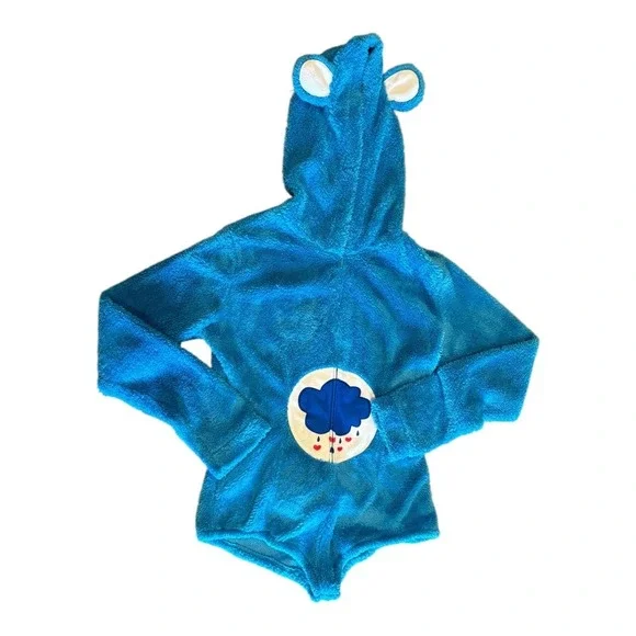 Care Bears Adult Onesie Hooded Costume Blue Sleepwear Romper - Picture 4 of 4
